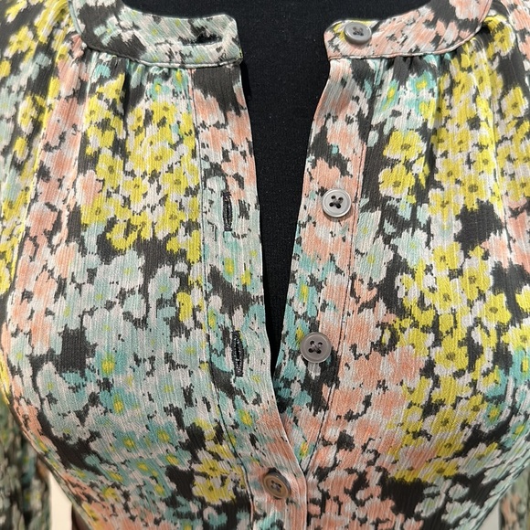 LOFT Spring Floral Button Front Dress in Pastels & Grey 00P - Picture 5 of 16